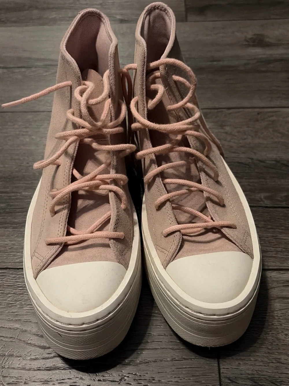Converse Women's Pink Suede Platform High-Top Sneaker - Picture 4 of 4